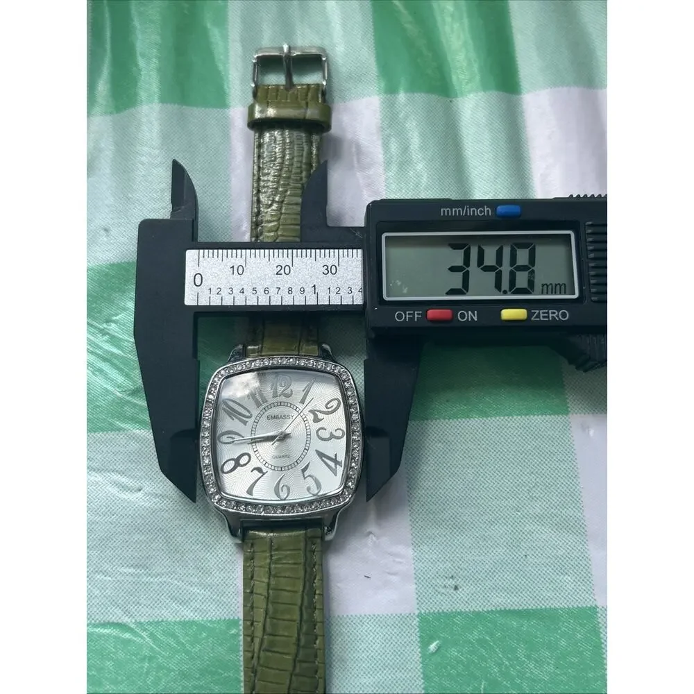 Embassy Silver Tone Green Band Women’s Quartz Watch